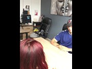 Preview 1 of FOOD DELIVERY GIRL FUCKS IN THE OFFICE FOR REAL MONEY