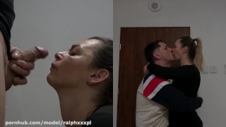 Sexy lesbians French kiss with tongue close up