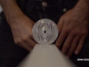 Preview 1 of Transparent Fleshlight Fuck and Loud Moaning - Slow Motion Cumshot - Close UP