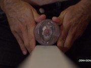 Preview 4 of Transparent Fleshlight Fuck and Loud Moaning - Slow Motion Cumshot - Close UP