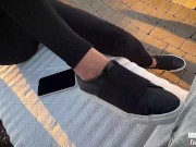 Preview 2 of Picnic lunch at the park ended up having a greatest public cummy sock and footjob cummy