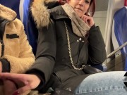 Preview 2 of Quick saw with cum in mouth between train seats