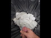 Preview 1 of Jerking off and cuming on my ex, the trash bag.