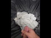 Preview 2 of Jerking off and cuming on my ex, the trash bag.