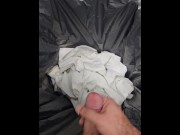 Preview 3 of Jerking off and cuming on my ex, the trash bag.