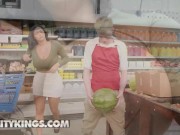 Preview 1 of REALITY KINGS - Ashlyn Peaks Flashes Her Big Tits & Lures Jimmy To Fuck Her At The Grocery Store