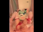 Preview 1 of Playing With My Christmas Candy Cane Furry Femboy Fursuit Sex Neko