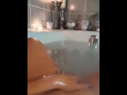 Preview 2 of MILF rubs her pussy in a milk bath