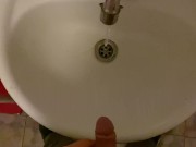 Preview 4 of Hooligan in a public office toilet)) pissing in the sink POV