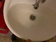 Preview 5 of Hooligan in a public office toilet)) pissing in the sink POV