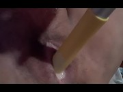 Preview 5 of A quick fuckn a creamy wet pussy w duster handle.