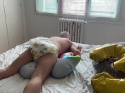 Preview 1 of Humping my diaper and a unicorn balloon looner