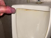 Preview 1 of Quick pissing in a public toilet close up