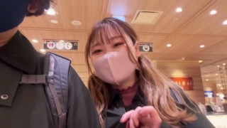 Cute Japanese girlfriend sucking dick during work