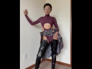 Preview 3 of Petite slut in thigh high boots shows you what’s under her skirt