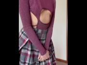 Preview 5 of Petite slut in thigh high boots shows you what’s under her skirt