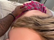 Preview 4 of BBC Fucks Chubby Student & Cums On Her Pussy