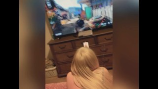 blonde gamergirl girl gets fucked while playing COD!