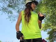 Preview 3 of Hot Bike girl n Special panties # Pee on Bike Trail