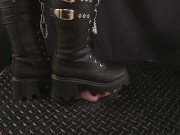 Preview 5 of A Hard Bootjob in Chunky Platform Black Boots - Bootjob, Shoejob, Ballbusting, CBT, Trample