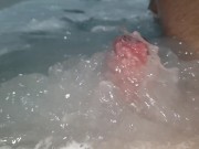 Preview 1 of Uncut cock splashing around in the bath tub (Slow-motion)