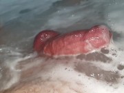 Preview 5 of Uncut cock splashing around in the bath tub (Slow-motion)