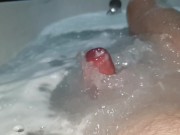 Preview 6 of Uncut cock splashing around in the bath tub (Slow-motion)