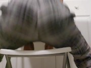 Preview 6 of Topless Black Girl Twerking Grinding on Chair in THONG