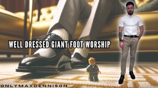 Well dressed giant foot worship