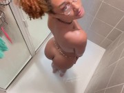 Preview 2 of Ebony Slut Washes Her Small Soft Body While You Watch