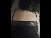 Preview 6 of Amateur BBW sexy black lingerie gets CUMSHOT all over her big ASS
