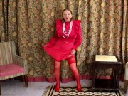 Preview 3 of Hot busty granny MariaOld teasing as Lady in Red