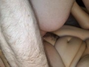 Preview 5 of Chubby MILF squirts and pisses for daddys small cock until he blows premature on her hairy pussy
