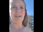 Preview 6 of Hot Mom pisses and Masturbates in public | Sexy wife Strips naked in public