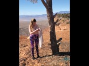 Preview 1 of Striping at the edge of a cliff | Hot Mom Gets Naked In Public