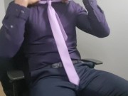 Preview 2 of Suited guy strips and masturbates at the office - WhyteWulf