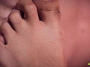 Preview 6 of Foot fetish with handsome Camilo Brown, Footjob, Cum on feets and share cum