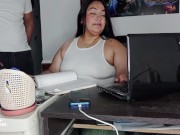 Preview 1 of Coworkers fuck in the office secretly from their boss and are almost discovered