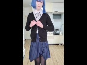 Preview 6 of 【女装】ぼざろ山田コスで黒ストッキングバイブオナニーBOCCHI THE ROCK Ryo Yamada cross-dressing cosplay with vibrator masturbati