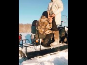 Preview 2 of We rode a snowmobile with my mom and decided to have sex, cum inside😍😍😍😍😘😱