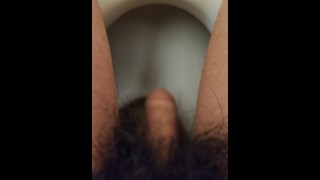 Uncut cock piss while sitting on the terrace