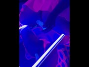 Preview 3 of Rave slut plays with dildos and but plugs in blacklight