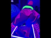 Preview 4 of Rave slut plays with dildos and but plugs in blacklight