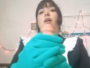 Preview 1 of Super hot sloppy blow job by the sexy maid with her gloves on