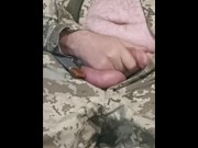 Preview 2 of Ukrainian soldier jerks off in the forest and cums in his mouth