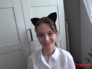 Preview 2 of 18 yo naughty cat, AMWF creampie