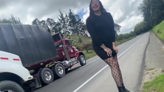 Teen pussy next to the road