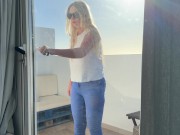 Preview 2 of girl got stuck on the balcony and had to pee in her jeans