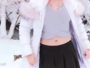 Preview 1 of Adorable Slut Peeing in the Snow