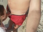 Preview 5 of I suck on a public beach and a stranger cums on my tits.